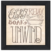 Soak and Relax 4 Black Framed Print Bathroom Wall Art